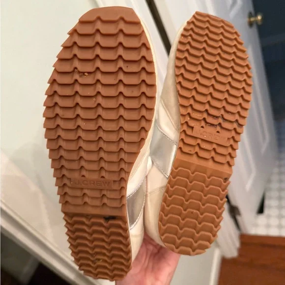 J Crew trainers in metallic colorblock Women's Cream Sneakers with Gold Accents - Picture 8 of 12
